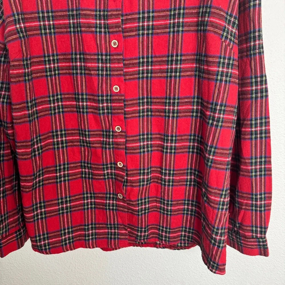 Red Plaid Button-Up Blouse with Sequin Yoke - Picture 6 of 9